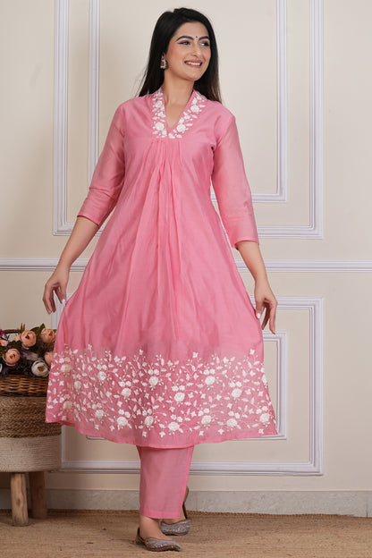 Pink Kurta Set with Matching Dupatta