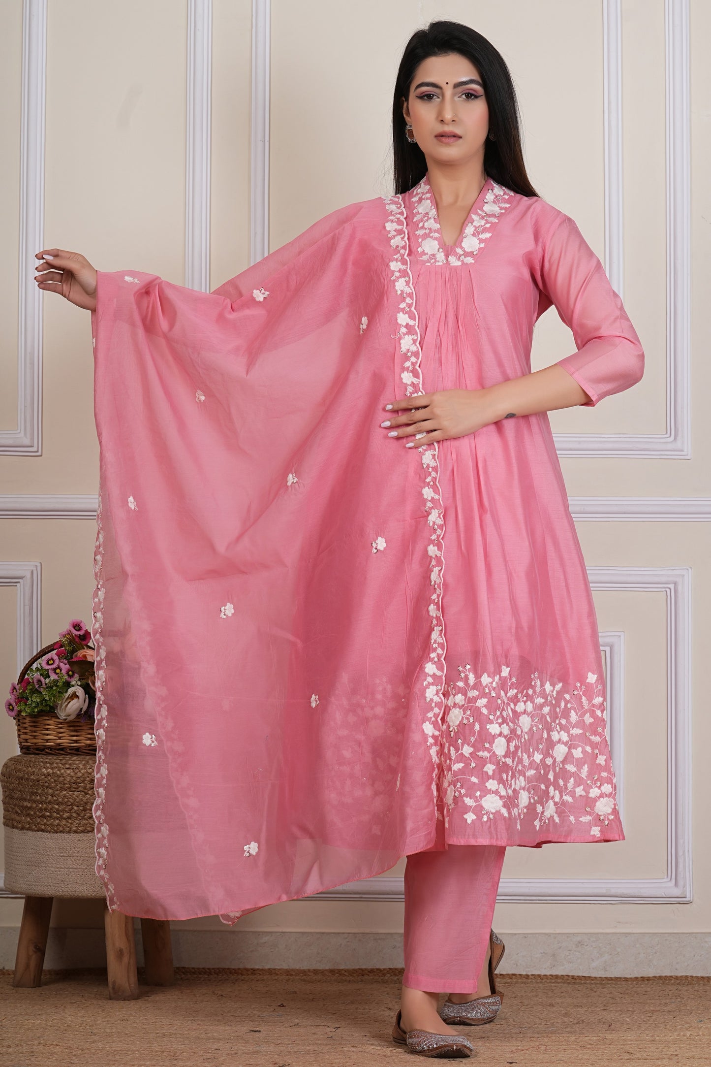 Pink Kurta Set with Matching Dupatta