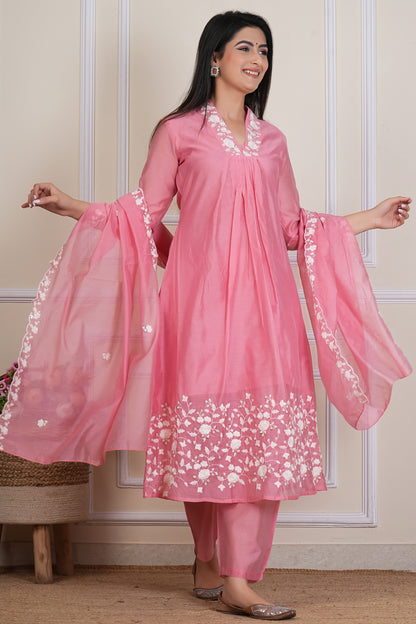Pink Kurta Set with Matching Dupatta