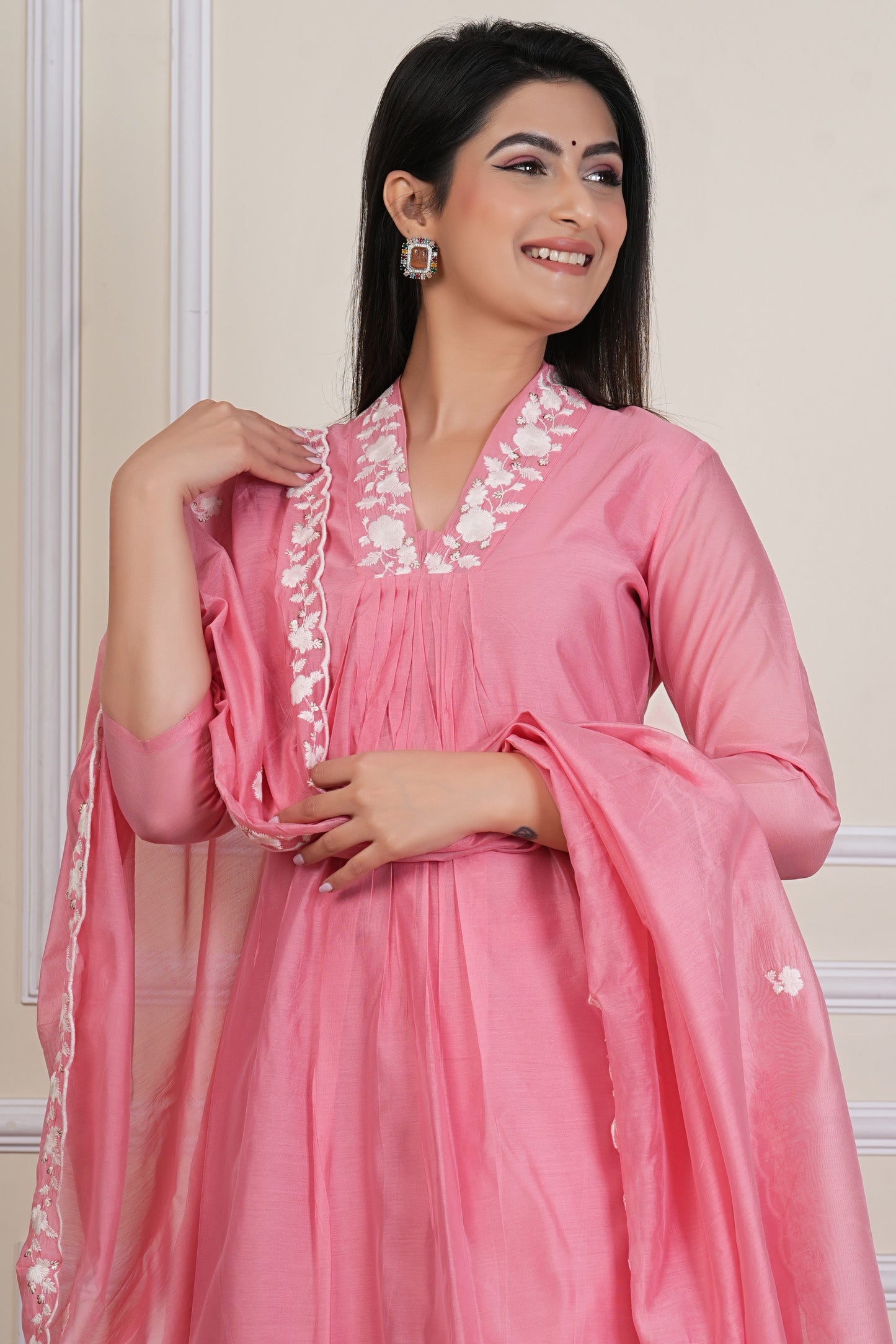 Pink Kurta Set with Matching Dupatta