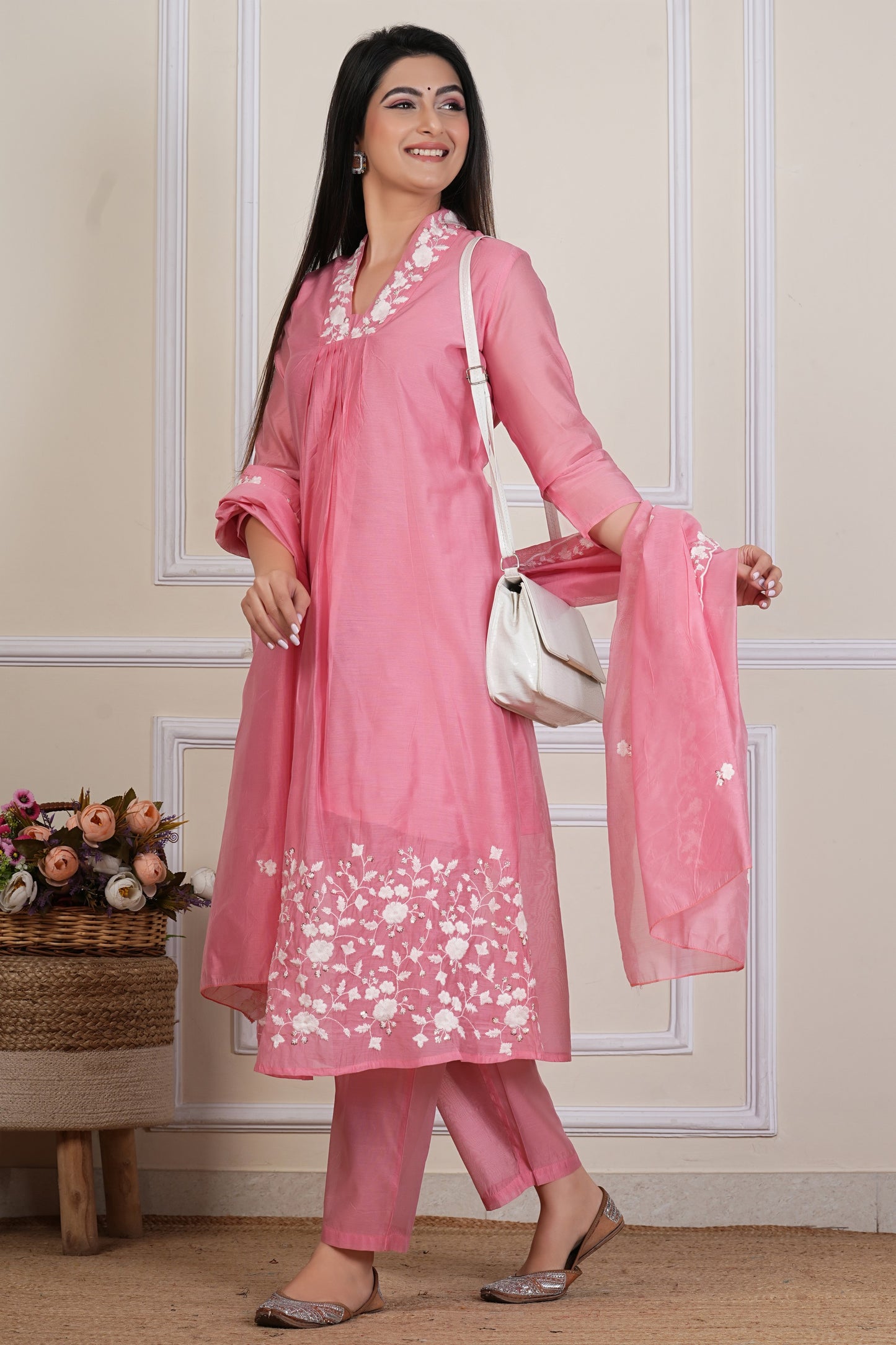 Pink Kurta Set with Matching Dupatta