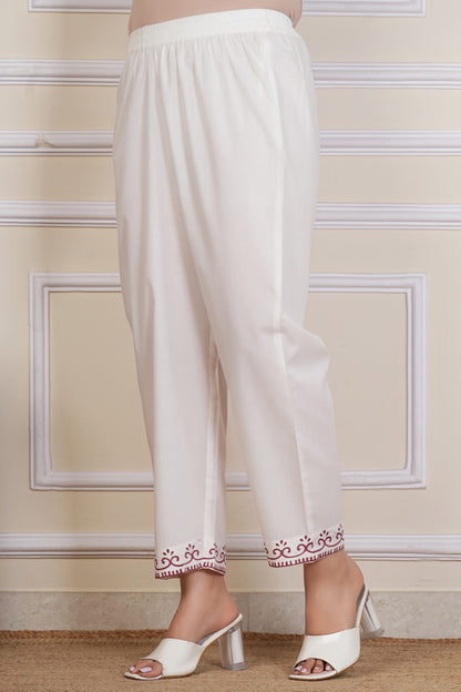 Tavajju | Maroon Printed Straight Kurta with Contrast White Pants